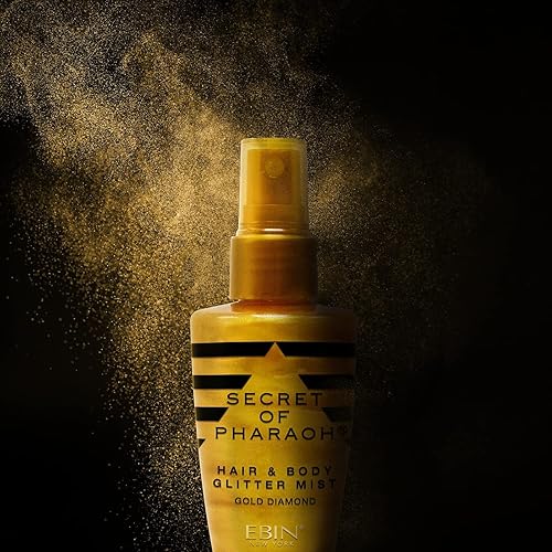 EBIN NEW YORK Egyptian Diamond Hair, Face & Body Glitter Mist - Gold 2.37oz | Quick-Drying, Long-Lasting Shiny Spray for Clothes, Rave, Festival