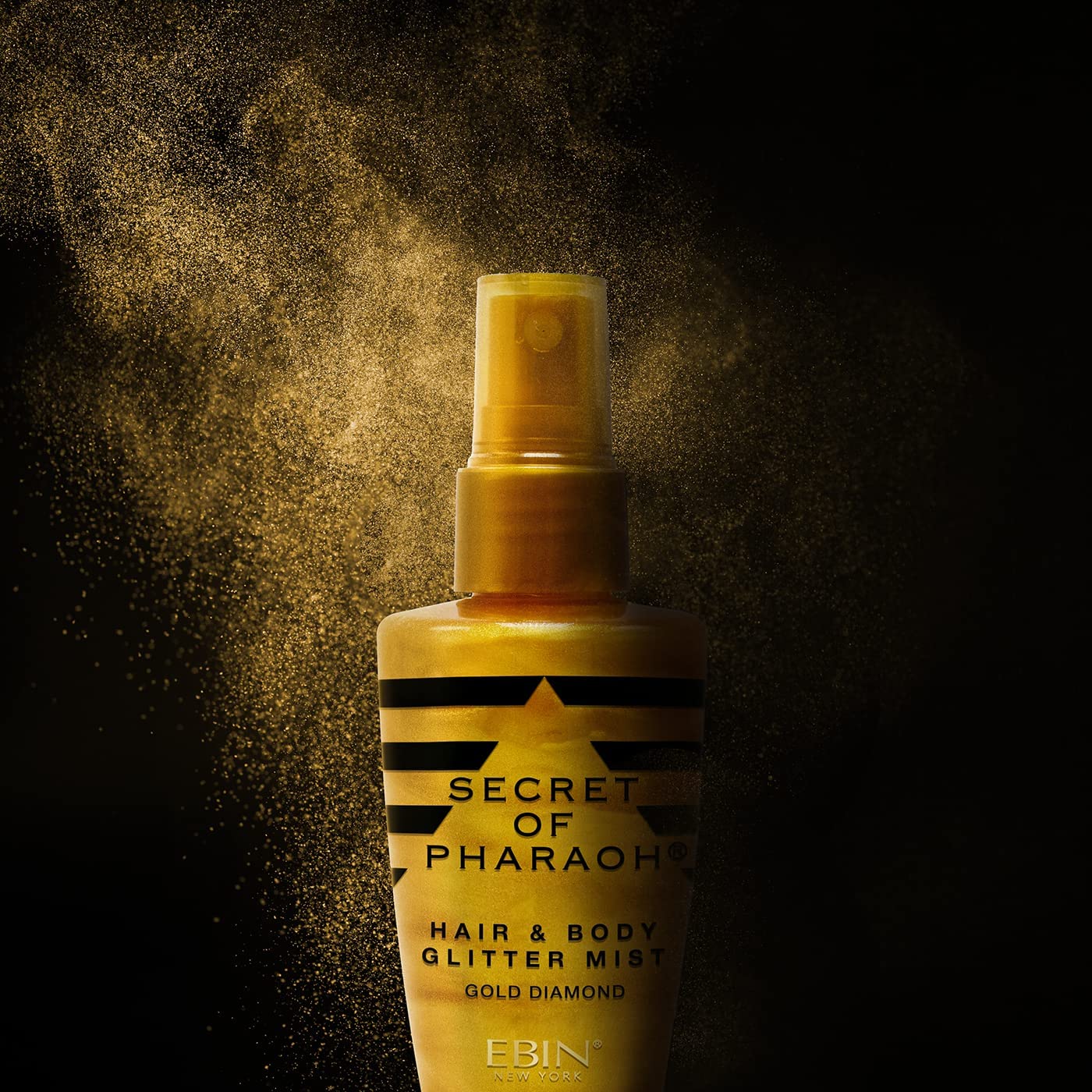 EBIN NEW YORK Egyptian Diamond Hair, Face & Body Glitter Mist - Gold 2.37oz | Quick-Drying, Long-Lasting Shiny Spray for Clothes, Rave, Festival