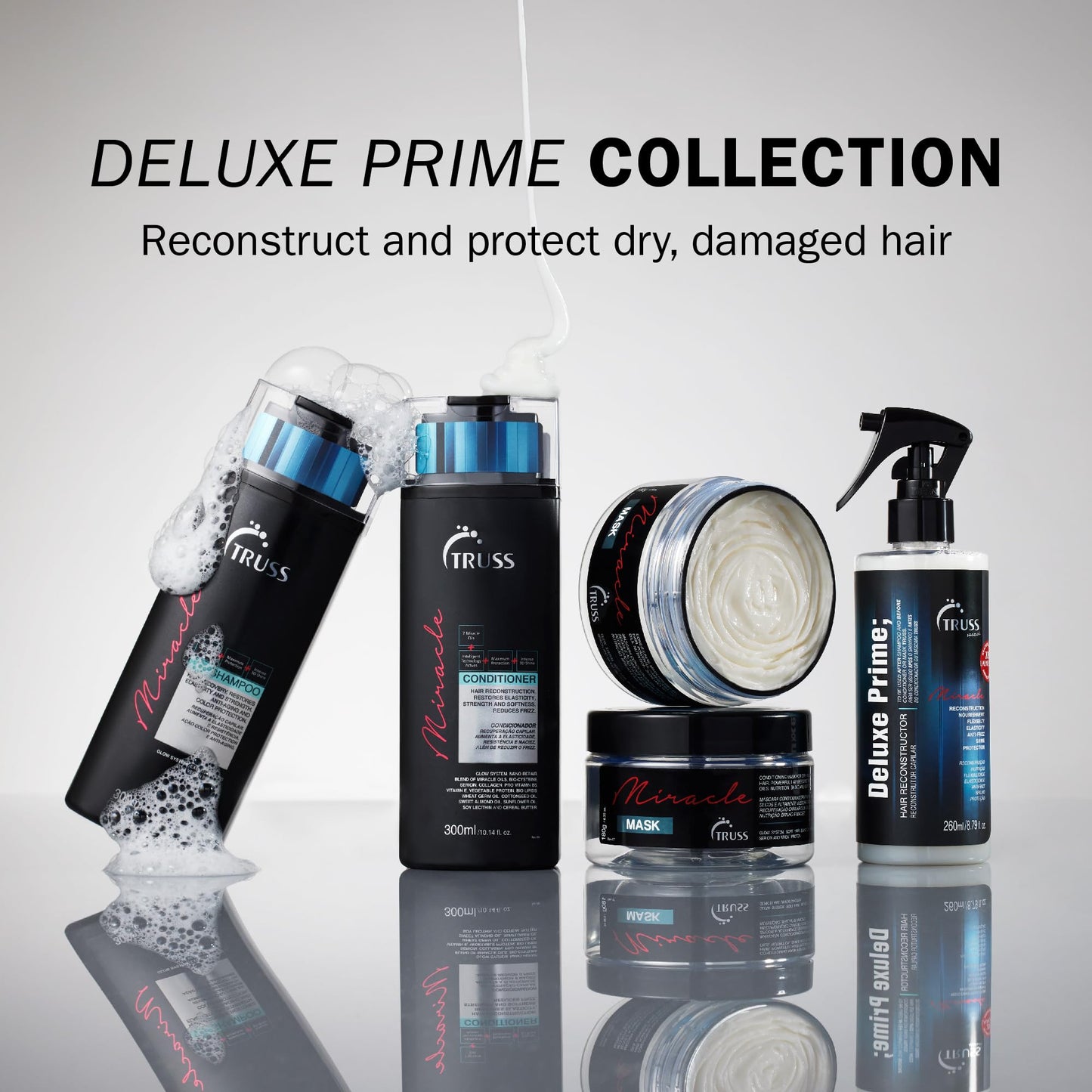 TRUSS Deluxe Prime Hair Treatment – Anti-Frizz Heat Protectant Spray & Hair Primer, Nourishes, Detangles & Shields from Heat, 260ml