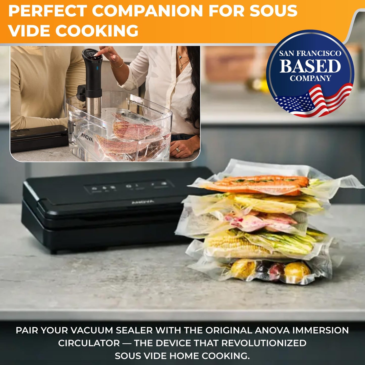 Anova Culinary Precision Vacuum Sealer Pro, Includes Large Bag Roll (19ft), Wet & Dry Dual Food Vacuum Sealer Machine for Sous Vide and Long-Term…