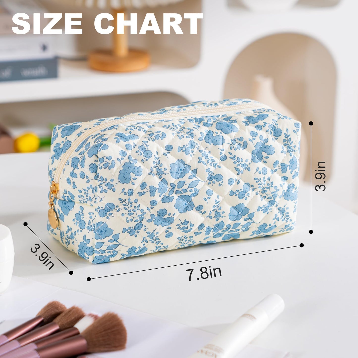 UUYUUY Makeup Bag Travel Toiletry Bag for Women, Small Cosmetic Bags Cute Quilted Cotton Makeup Pouch for Purse Emergency Bag Pencil Case Accessory Beauty and Personal Care UUYUUY
