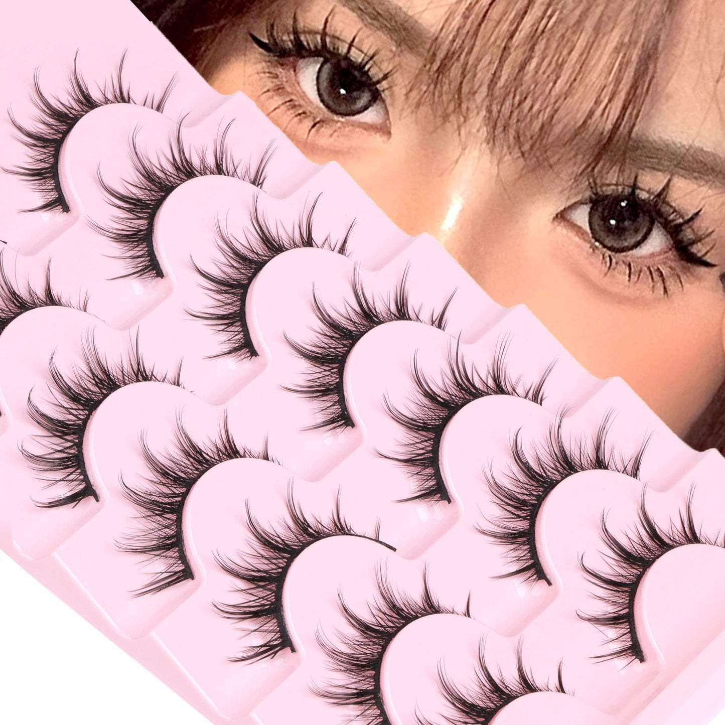 Manga Lashes Natural Look False Eyelashes Anime Lashes Mink Wispy Fluffy Spiky 3D Volume Eyelashes Pack Korean Japanese Asian Cosplay Fake Eyelashes Beauty and Personal Care EYDEVRO Default Title