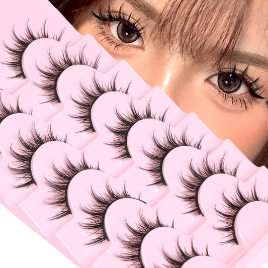 Manga Lashes Natural Look False Eyelashes Anime Lashes Mink Wispy Fluffy Spiky 3D Volume Eyelashes Pack Korean Japanese Asian Cosplay Fake Eyelashes Beauty and Personal Care EYDEVRO Default Title