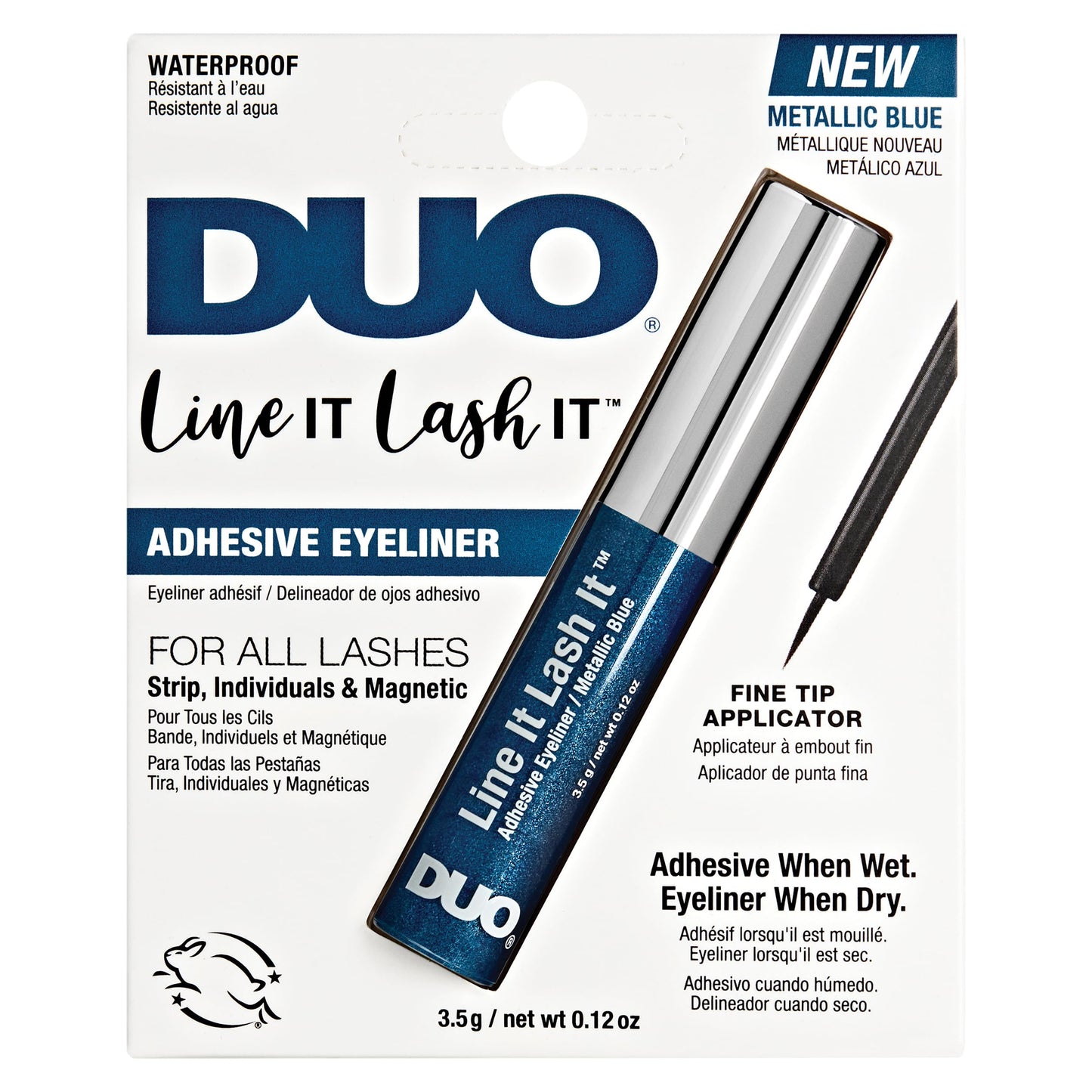 DUO Line It Lash It Lash Glue Liner - Metallic Blue, 2-in-1 Eyeliner & Eyelash Adhesive for Strip & Cluster Lashes, 0.12 oz