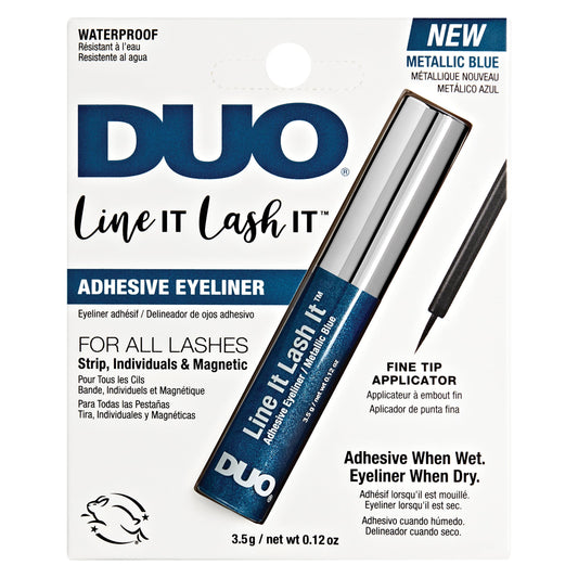 DUO Line It Lash It Lash Glue Liner - Metallic Blue, 2-in-1 Eyeliner & Eyelash Adhesive for Strip & Cluster Lashes, 0.12 oz