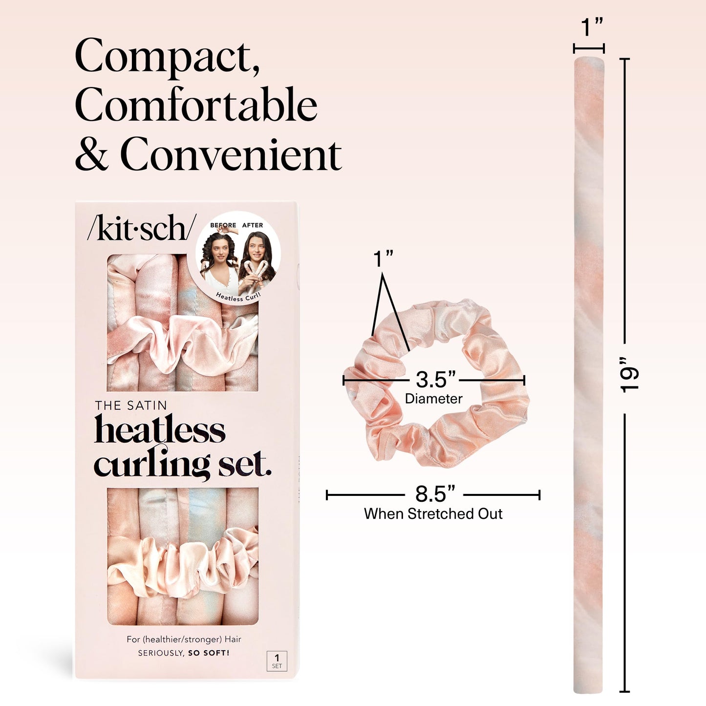 Elf x Kitsch Satin Heatless Hair Curler Set - Heatless Curls Overnight, Hair Rollers for Soft Curls & Frizz-Free Styling, No Heat Curlers To Sleep in Beauty and Personal Care Kitsch