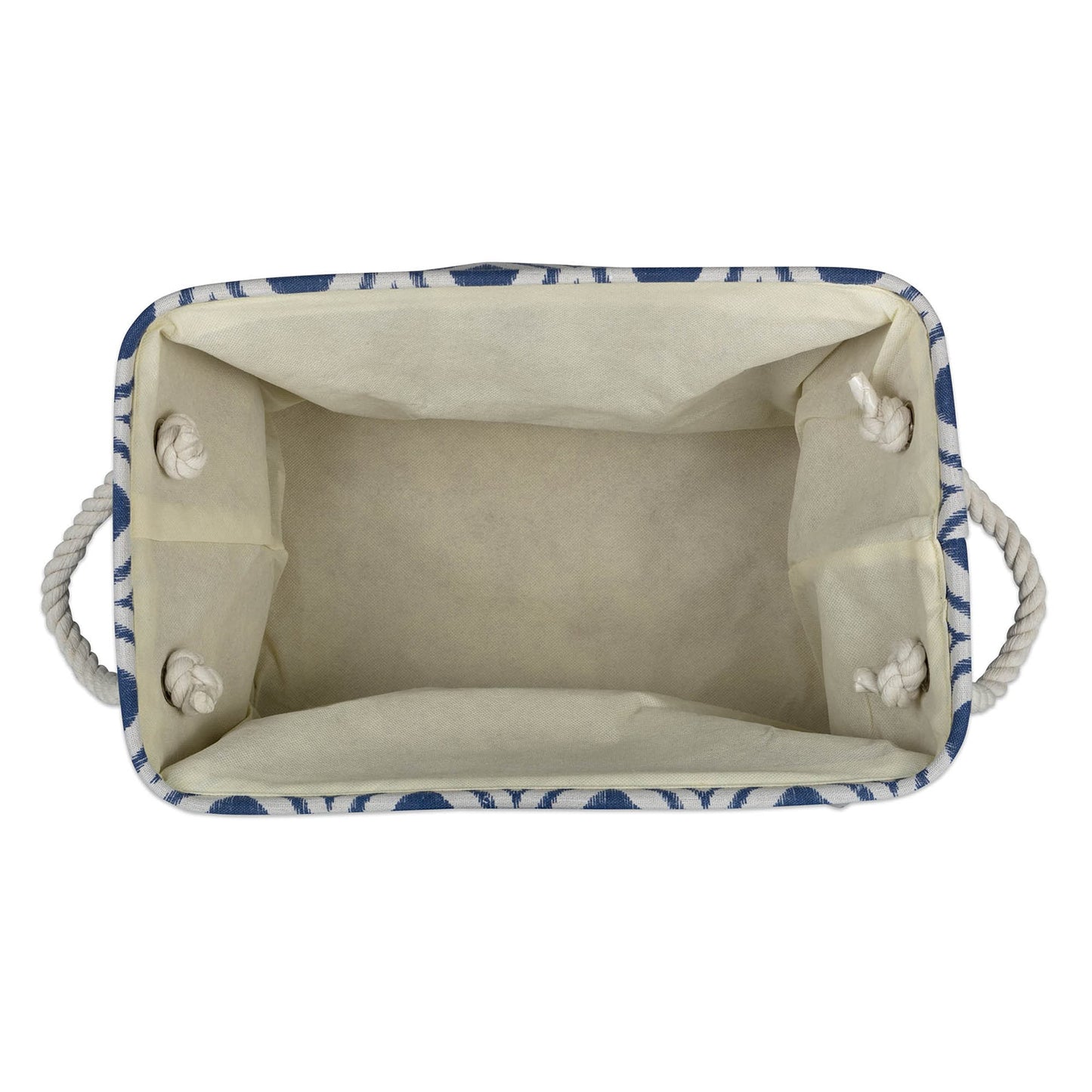 DII Polyester Container with Handles, Ikat Storage Bin, Large, French Blue