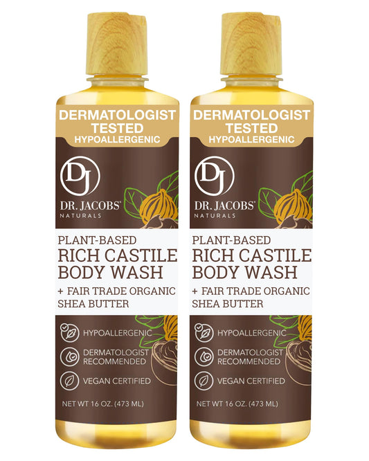 Dr. Jacobs Naturals Pure Castile Soap Liquid Body Wash, Shea Butter - Plant Based Soap Infused with Vitamin E and Aloe Vera to Moisturize Dry Beauty & Personal Care DR.JACOBS NATURALS