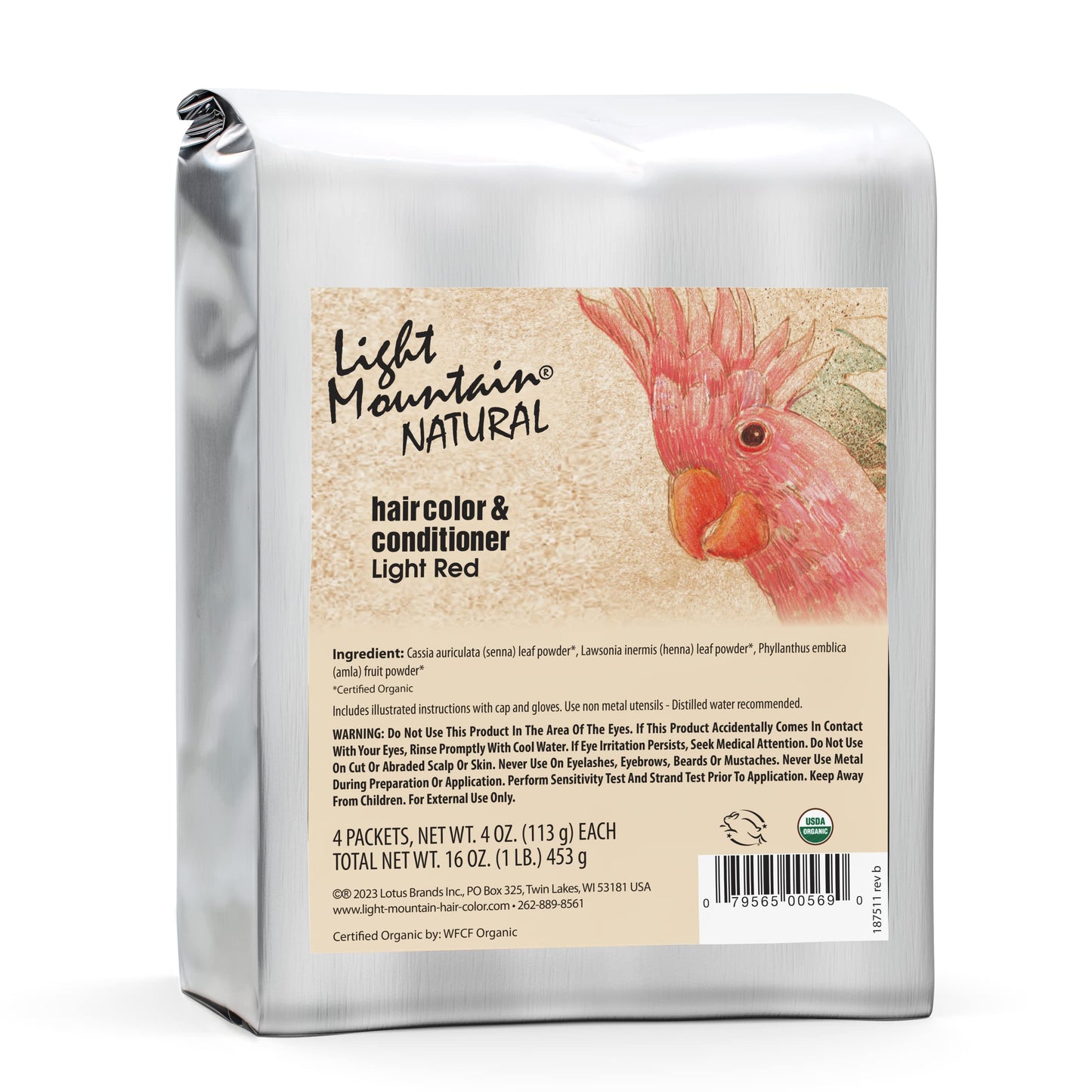 Light Mountain Henna Hair Color & Conditioner - Light Red Hair Dye for Men/Women, Organic Henna Leaf Powder and Botanicals, Chemical-Free