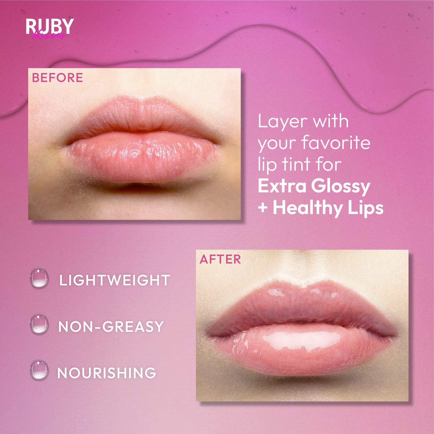 Ruby Kisses Hydrating Clear Lip Oil Treatment Gloss (3 Pack), Hydrates & Heals with Vitamin E & Jojoba, Lightweight Non-Greasy Formula with Almond