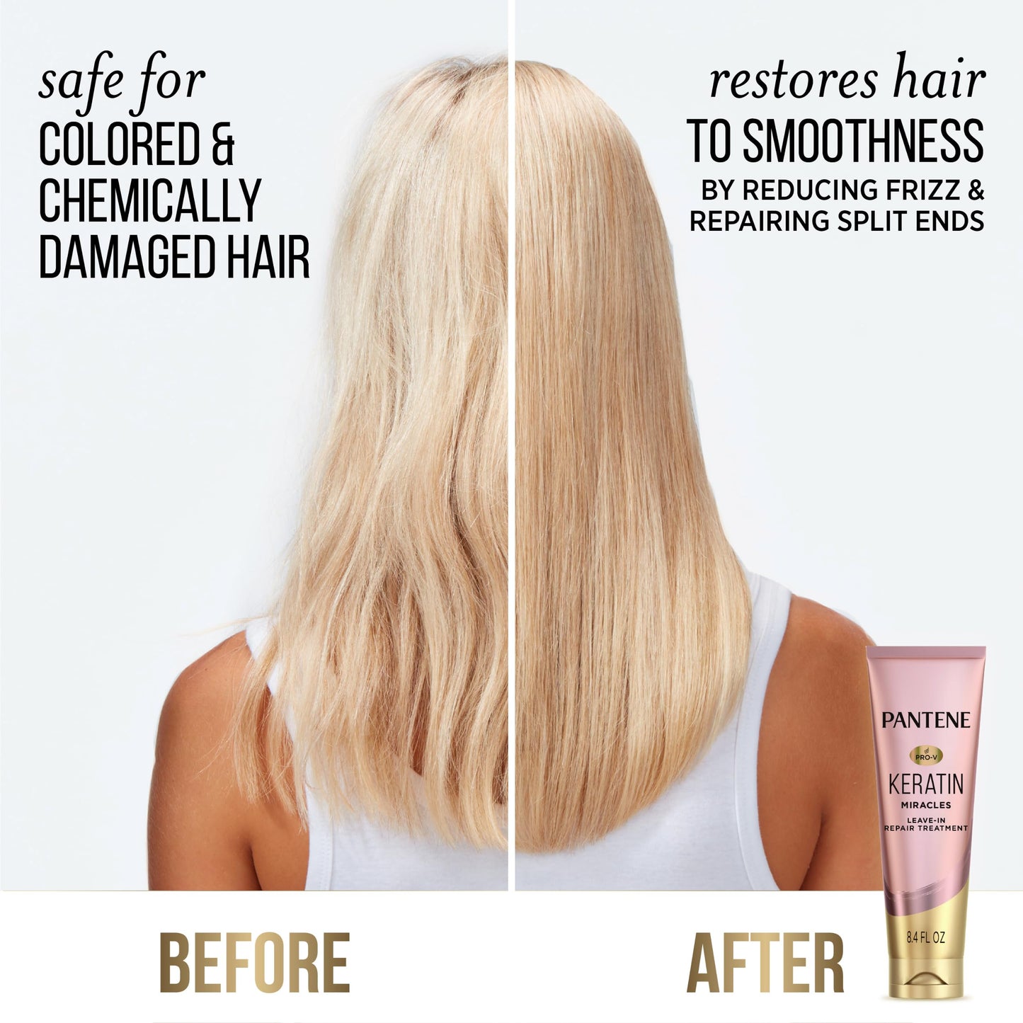 Pantene Keratin Leave-In Conditioner with Argan Oil, Protein Treatment for Dry, Damaged & Color-Treated Hair, Repairs Split Ends