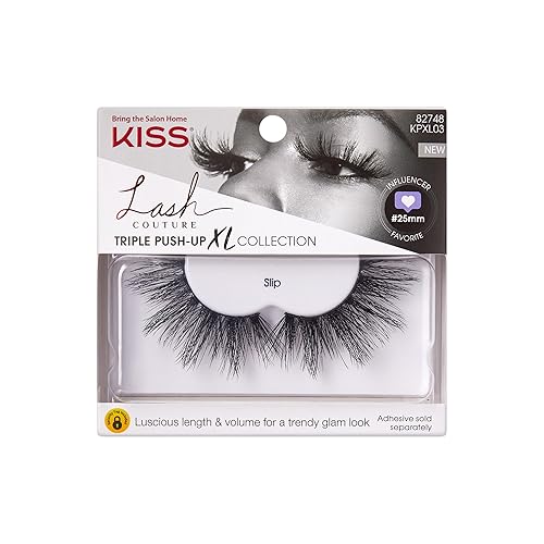 KISS Lash Couture Triple Push Up XL Collection False Eyelashes, 3D Volume in Extra Long Length with Triple Design Technology, Cruelty-Free