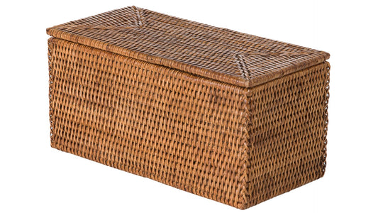 KOUBOO La Jolla Rattan Box, Toilet Roll Storage, Storage Boxes, Rattan Basket Decorative Boxes, Storage Container, Rectangular, Honey - Brown