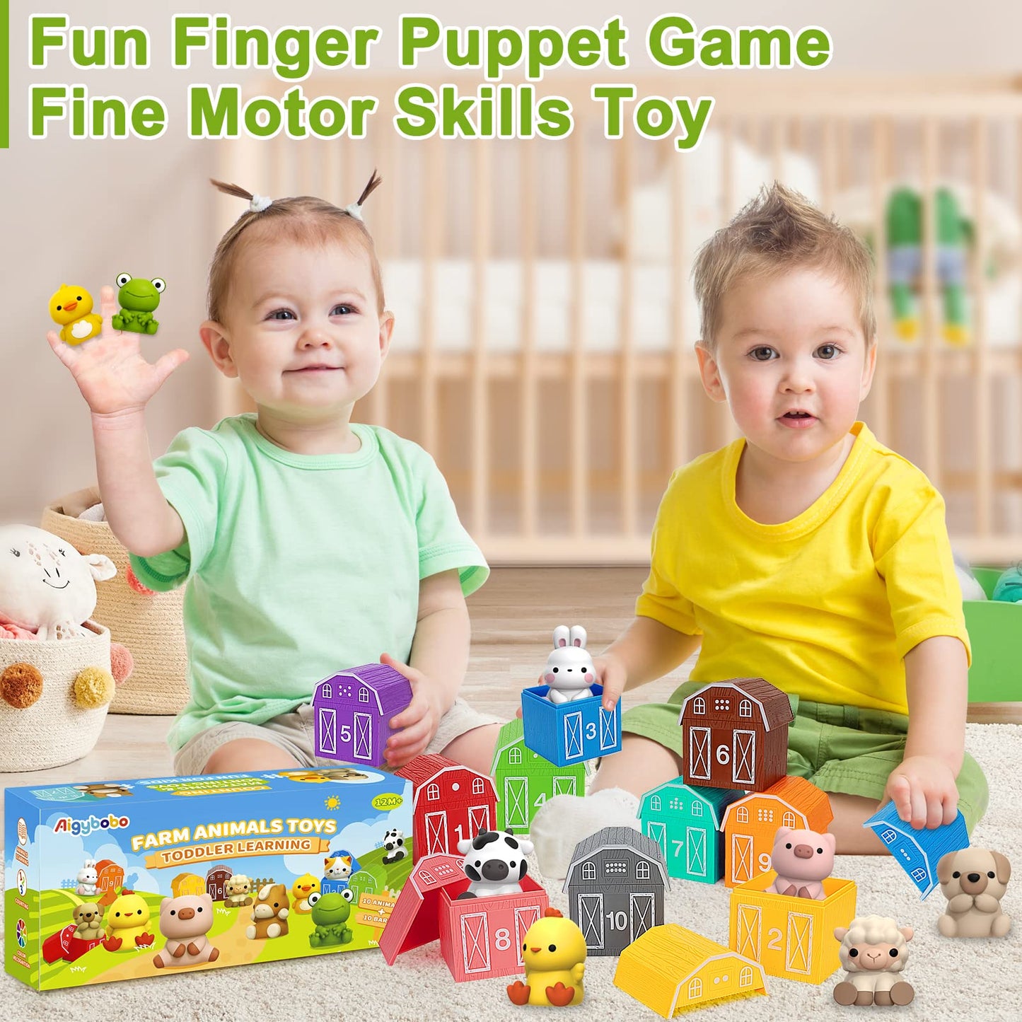 Learning Toys for Toddlers Ages 1-3 – 20 Pcs Farm Animal Montessori Counting, Sorting & Matching Fine Motor Games, Gifts for Boys & Girls 12-18m+