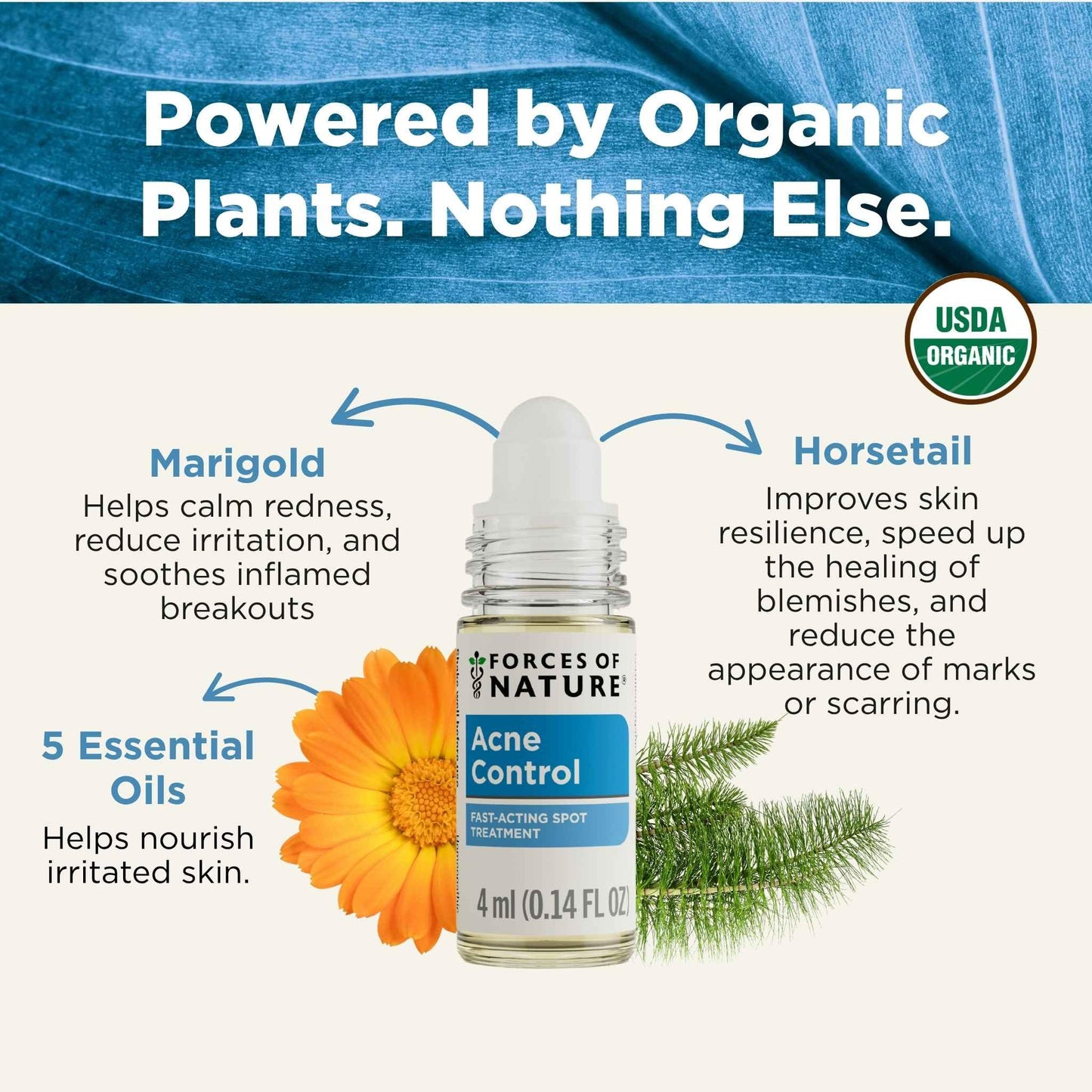 Forces of Nature Natural, Organic Acne Skin Care Treatment, Non GMO, No Harmful Chemicals, Cruelty Free - Acne & Pimple Control, Clear & Balance Skin