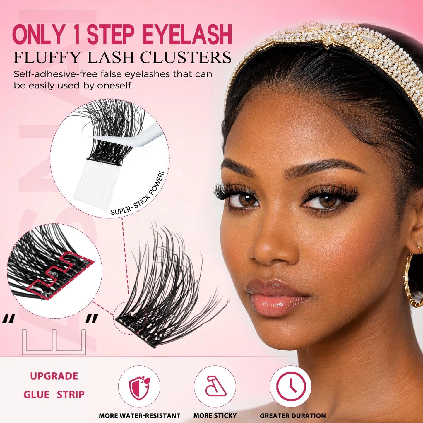 Self Adhesive Eyelashes Mink Lash Fluffy Self-Adhesive Lash Clusters Full 10-18mm YASNAI Wispy Pre Glued Eyelash Cluster, Volume Waterproof Press on Beauty and Personal Care YASNAI