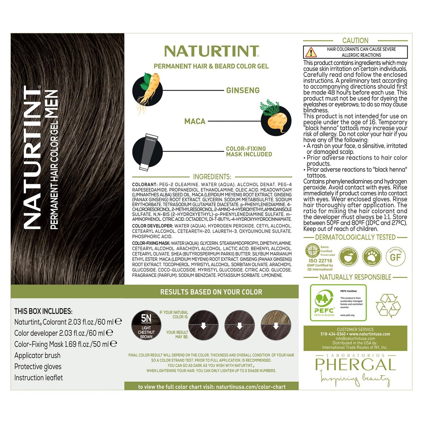 Naturtint Mens Permanent Hair Color for Hair Beard and Mustache (5N Light Chestnut Brown)