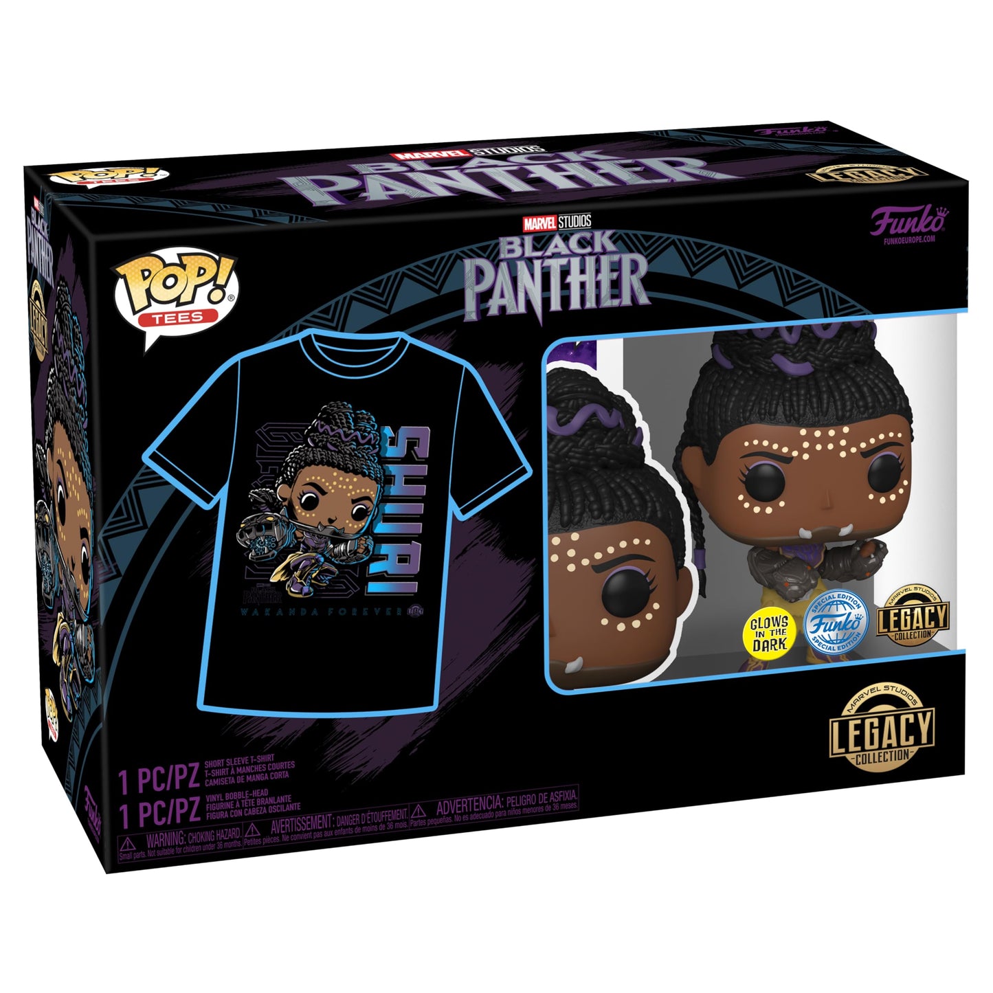 Funko Pop! & Tee: Marvel - Black Panther Shuri - Large - (L) - T-Shirt, T-Shirt - Clothes with Vinyl Figure Collectible - Gift Idea - Toys and Short…