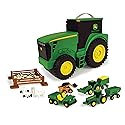 TOMY John Deere Tractor Toys - Value Set and Carrying Case - Portable Tractor-Shaped Carrying Case with 10 Compartments - Farm Toys - 18 Count - 3…