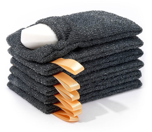 6-Pack Soap Pocket Exfoliating Soap Saver Pouch, Body Scrubber Rough Sponge Exfoliator for Bath or Shower, Gray Mesh Bar Soap Foam Lather Pouch Beauty & Personal Care Antimbee