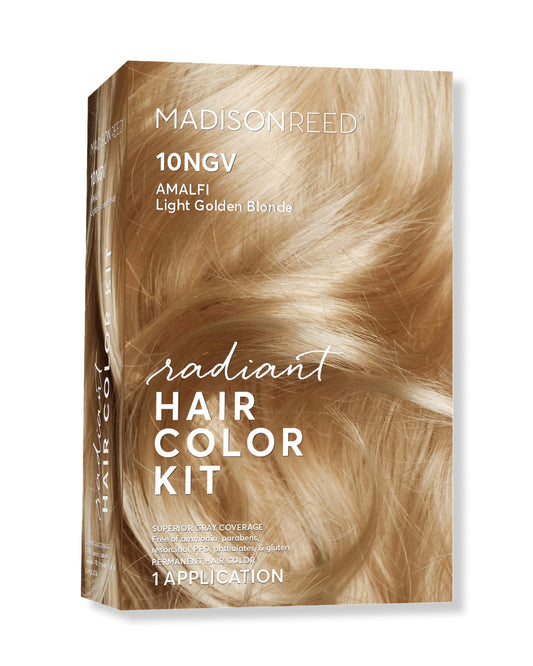 Madison Reed Radiant Hair Color Kit | 10NGV Light Golden Blonde (Amalfi Blonde) for 100% Gray Hair Coverage | Dimensional Salon-Quality Permanent Hair