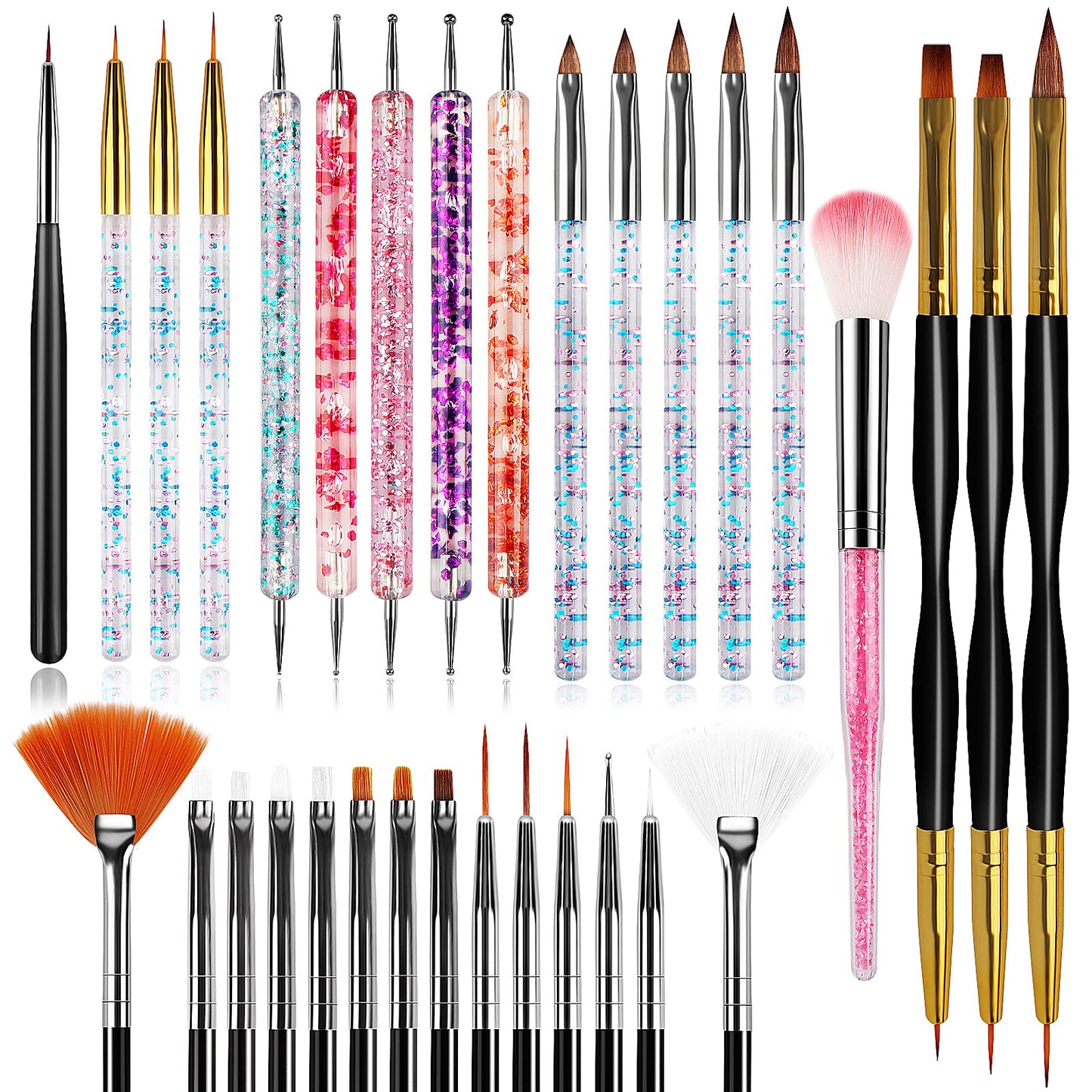 32pcs Nail Art Brushes,Acrylic Nail Brush,Nail Brushes For Nail Art,Nail Art Dotting Tool Set,Nail Art Tool Set,Nail Art Liner Brush,Nail Dust Beauty and Personal Care Voiluk