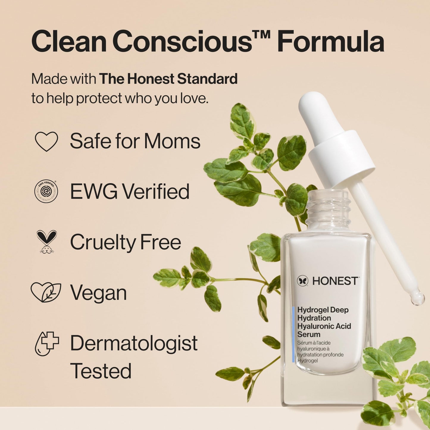 Honest Beauty Hydrogel Deep Hydration Hyaluronic Acid Serum, Moisturizes Plumps, Hypoallergenic, Fragrance-Free, Vegan, Gentle for Sensitive Skin, 1