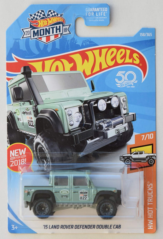 Hot Wheels 2018 50th Anniversary HW Hot Trucks '15 Land Rover Defender Double Cab 158/365, Green