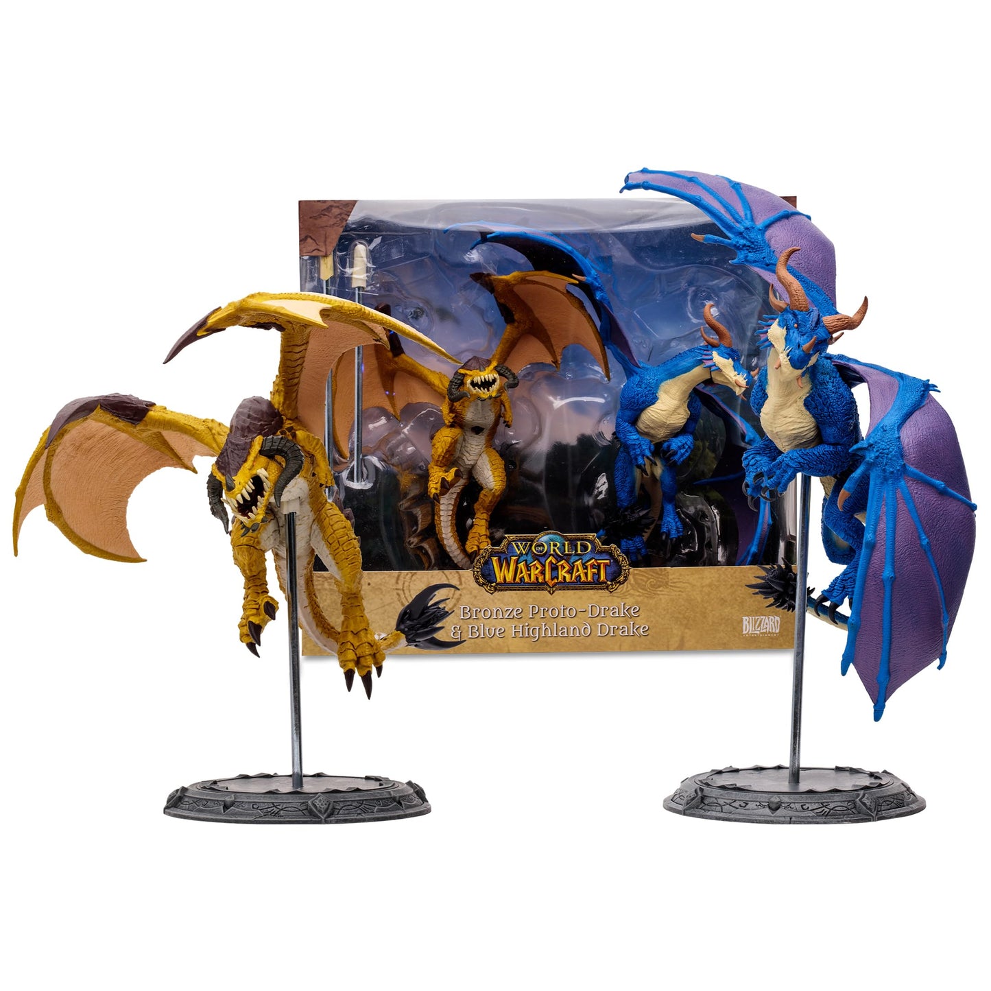 WORLD OF WARCRAFT McFarlane Toys Bronze Proto-Drake and Blue Highland Drake 2pk 1:12 Scale Posed Figures, Gold Label, Amazon Exclusive