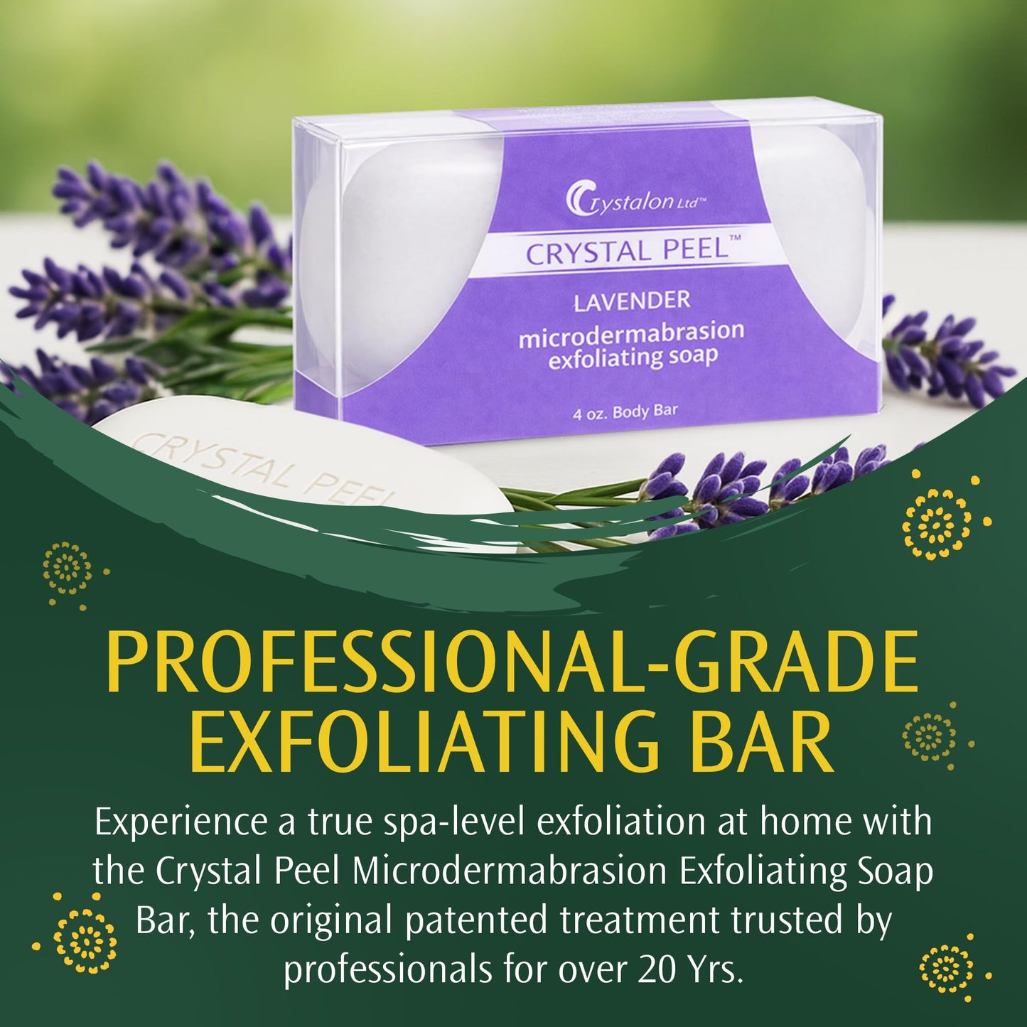 Exfoliating Bar Soap for Men & Women, Crystal Peel Luxury Microdermabrasion Hydrating & Exfoliating Body Soap Bar, Solid Magnesium Mineral Scrub