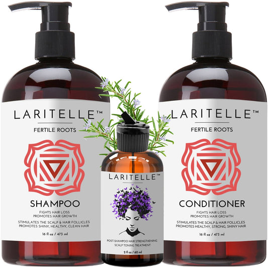 Laritelle Organic Hair Care Set Fertile Roots | Fortifying, Strengthening & Rejuvenating | Prevents Hair Thinning and Shedding, Promotes New Hair
