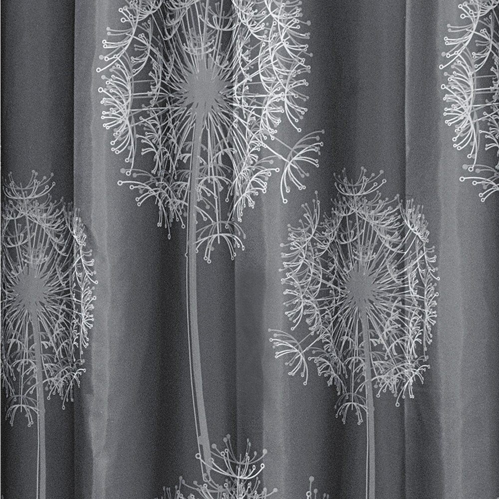 iDesign Dandelion Fabric Shower Curtain Water-Repellent and Mold- and Mildew-Resistant for Master, Guest, Kids', College Dorm Bathroom, 72" x 72"…