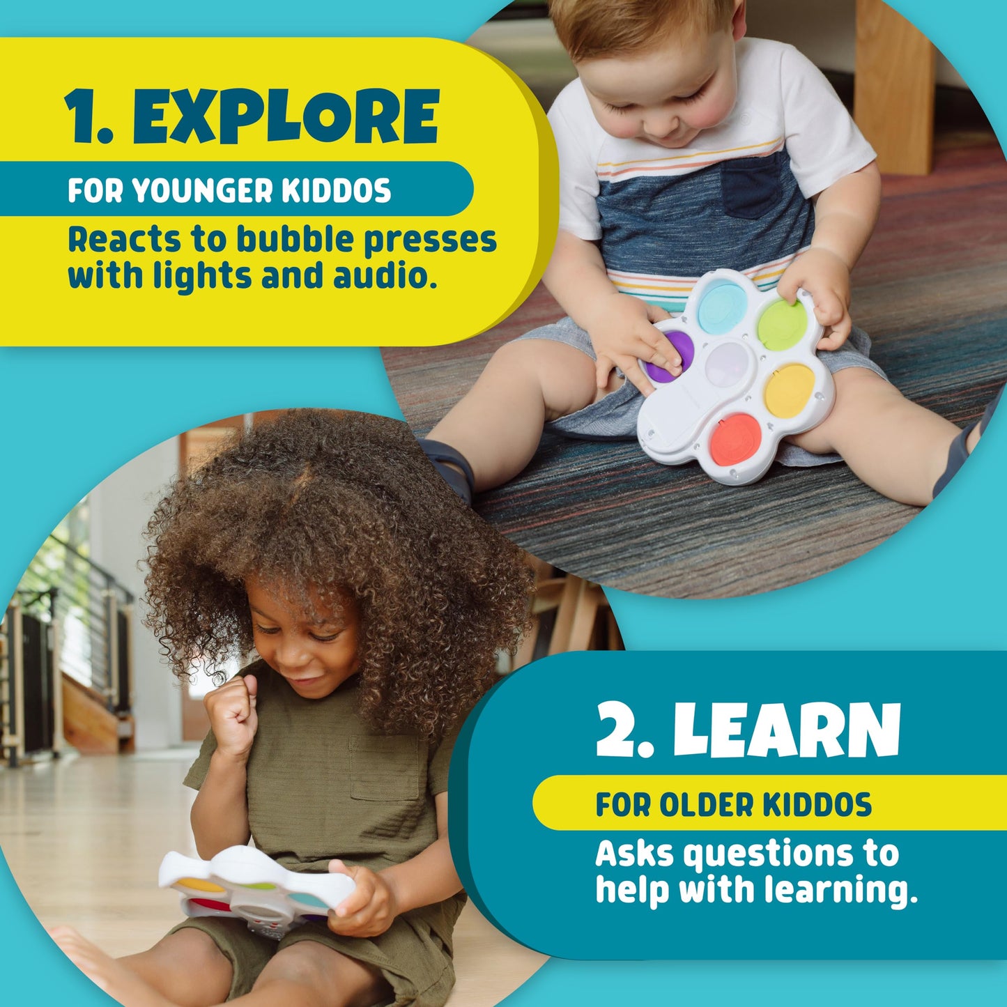 Chuckle & Roar Pop It! and Learn | Educational Electronic Toy for Numbers & Letters in English & Spanish | Baby Learning Toy Ages 6–24M