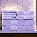 Luzia 8 Piece Bathroom Towel Set - 100% Turkish Cotton, Premium Quality - 2 Bath Towels 2 Hand Towels and 4 Washcloths (Lavender/Purple)