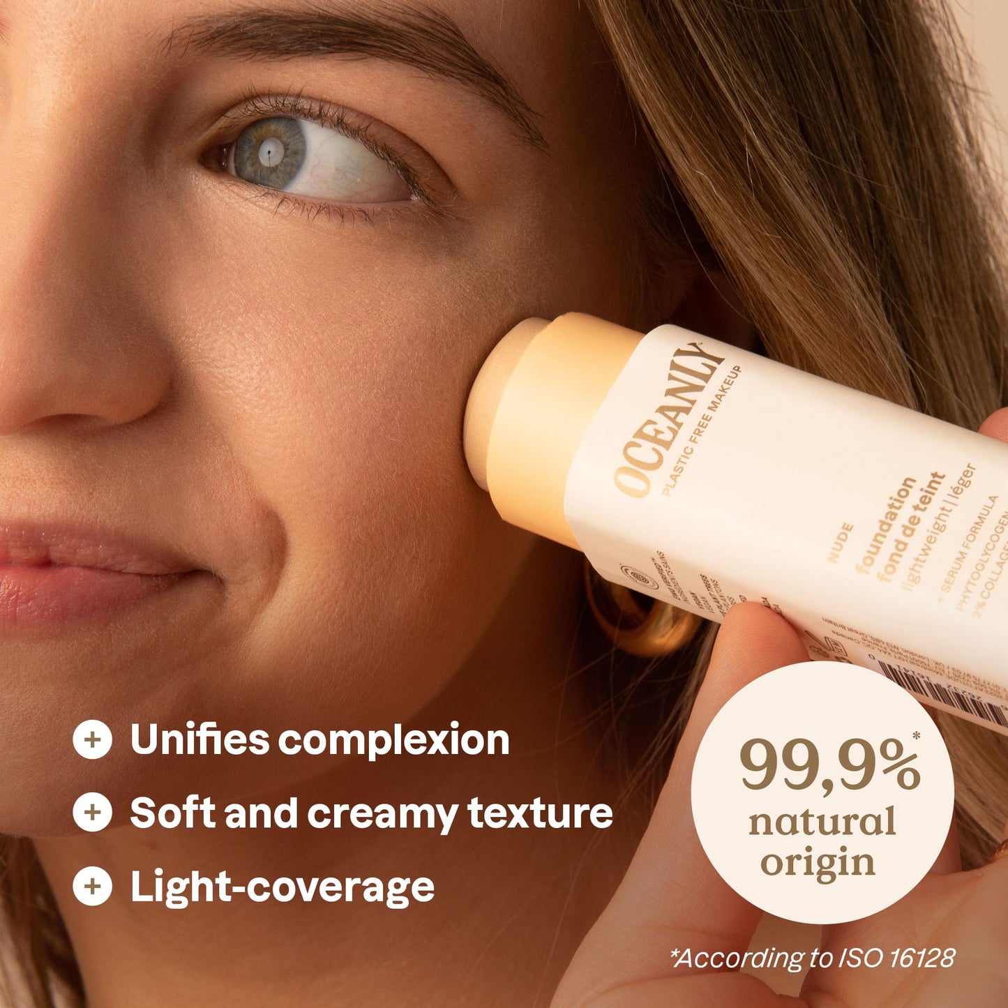 ATTITUDE Oceanly Plastic-Free Light Coverage Foundation Stick, Titanium Dioxide-Free,EWG Verified, Vegan & Cruelty-free Makeup, Nude, 16141, 0.42 Ounces