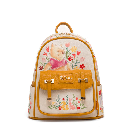Wondapop Disney Winnie the Pooh Floral 11" Vegan Leather Fashion Mini Backpack
