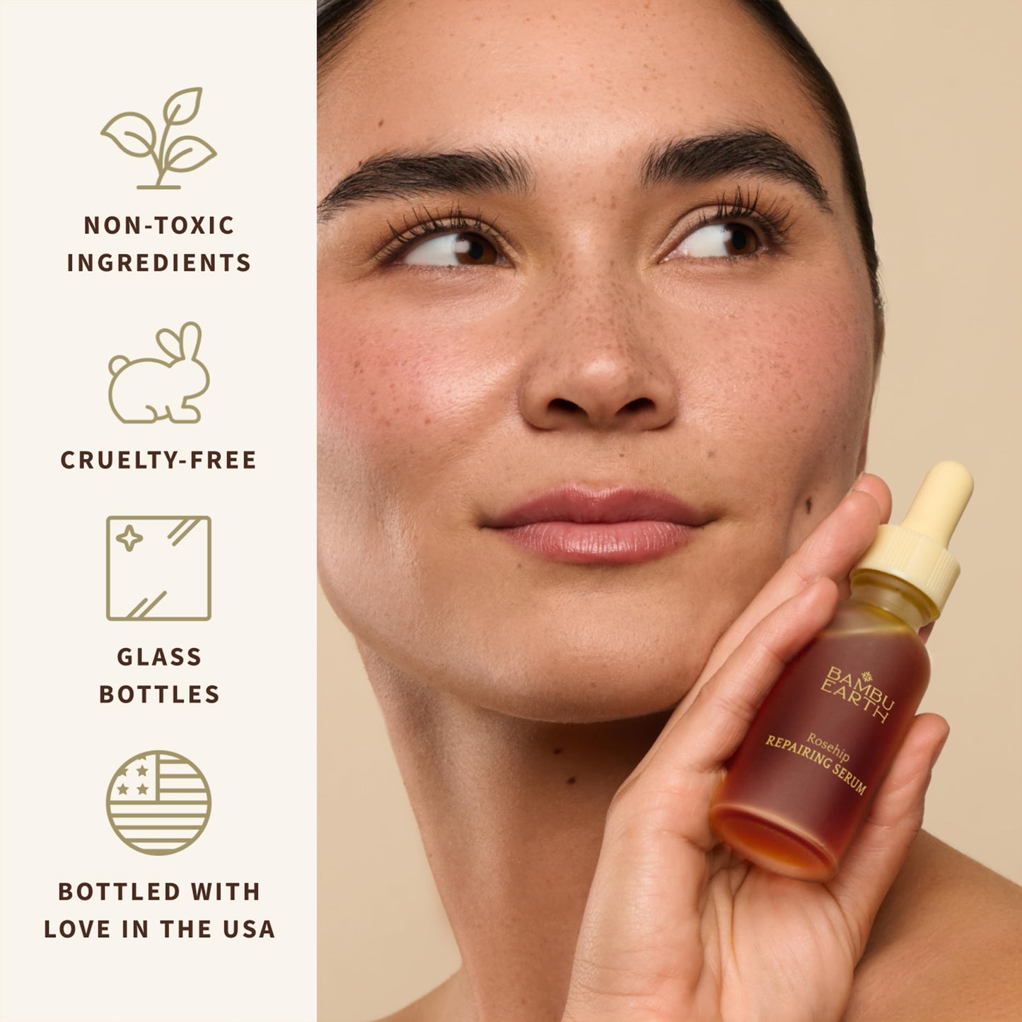 Bambu Earth Rosehip Repairing Face Serum - Facial Hydration and Face Moisturizer Rich in Vitamins - Nourishes Skin, Boosts Radiance and Restores