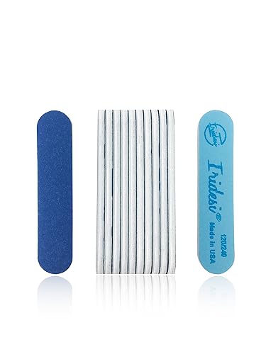 Iridesi Professional Mini Blue Finger Nail Files 120/240 Washable Emery Boards 3-1/2 Inches Long 12 Fingernail Files Per Pack