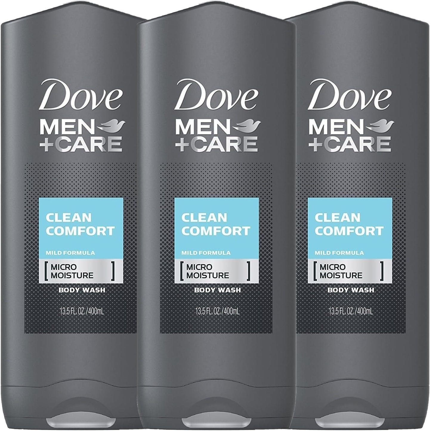 Dove Men + Care Body & Face Wash, Clean Comfort 13.50 Oz (Pack Of 3), 2.16 Lb