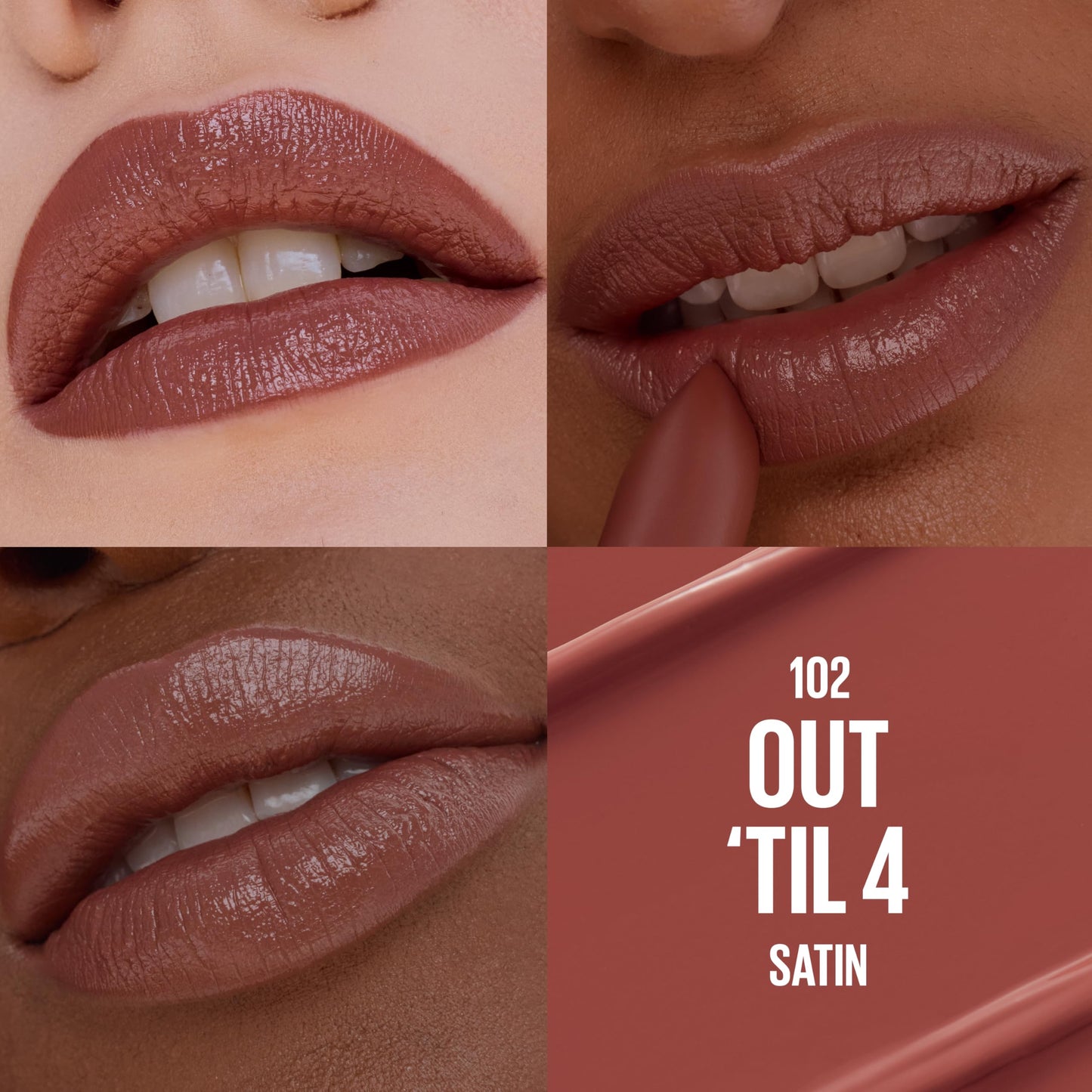 MAYBELLINE Serum Lipstick, Hydrating Lip Makeup with 8HRs of Lip Plumping Moisture with Hyaluronic Acid + Oil Blend, Out Til 4 (Midtone Cool Brown