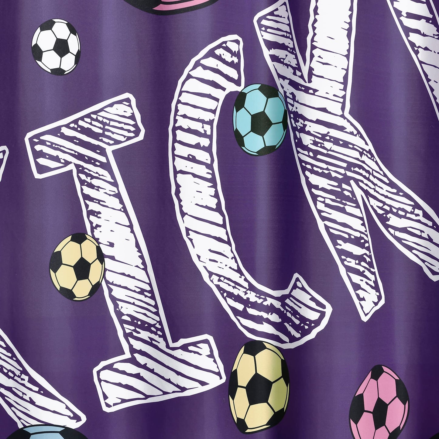 Lush Decor Girls Soccer Kick Shower Curtain, 72" x 72", Purple