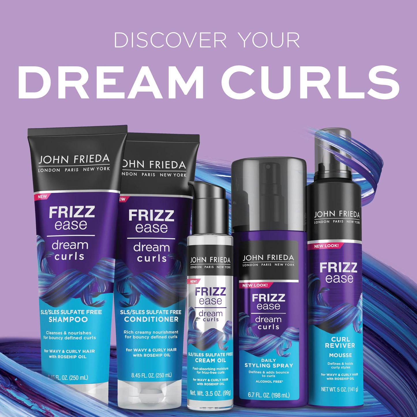 John Frieda Frizz Ease Curl Reviver Mousse, 7.2 Ounces, Enhances Curls, Soft Flexible Hold, Mousse for Curly or Frizzy Hair, Alcohol-Free