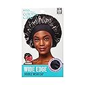 KISS Colors & Care Silky Satin Wide Edge Double Wear Cap XL, Black, Double Sided Reversible Design, Premium Charmeuse Fabric, Protects styles
