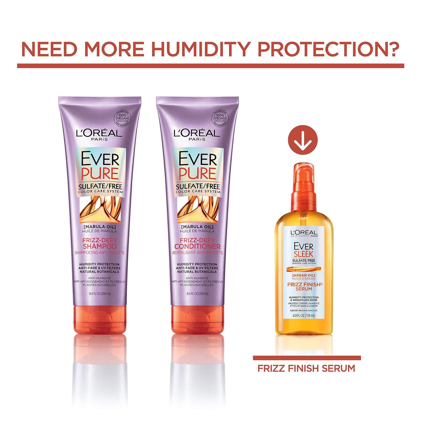 L'Oreal Paris Hair Care Everpure Sulfate Free Frizz-Defy Conditioner, 3 Count