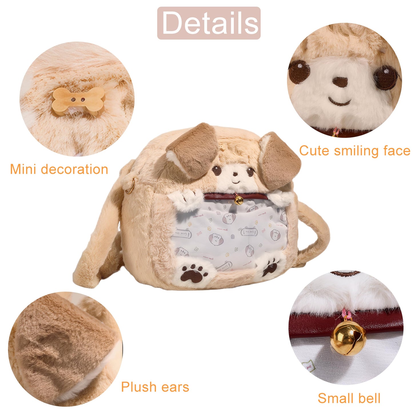 Lifelix Kids Backpack Plush Dog Ita Bag Shoulder Crosssbody Cartoon Stuffed Animal Backpack for Girls