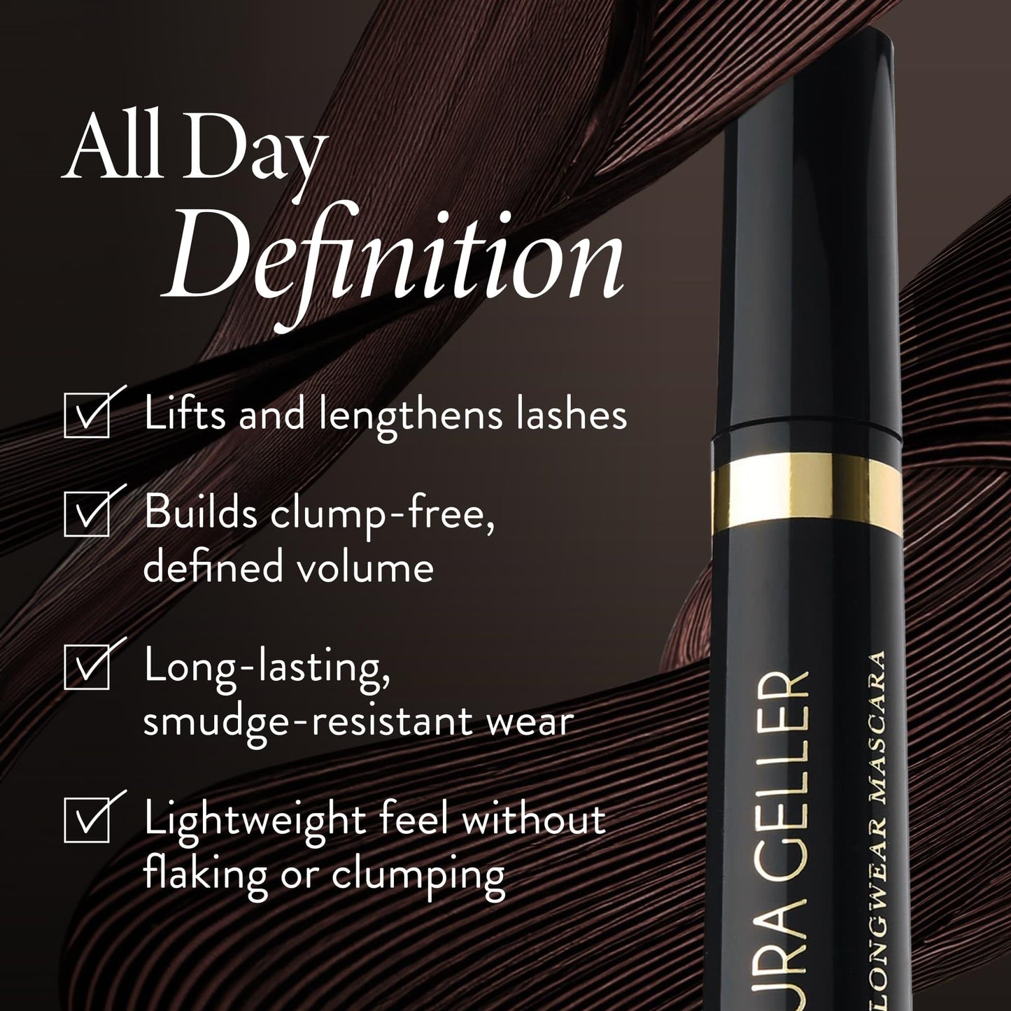 LAURA GELLER NEW YORK Kajal Longwear Mascara - Black - Volumizing, Lengthening, & Defining Mascara - Smudge?Proof & Flake?Proof Wear, Buildable Beauty and Personal Care LAURA GELLER NEW YORK