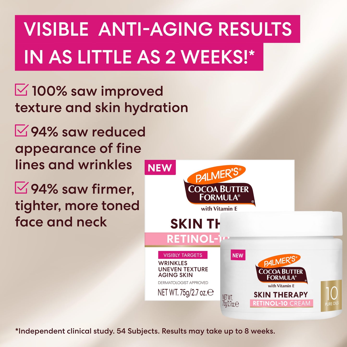 Palmer's Cocoa Butter Formula Face Cream, Skin Therapy Retinol-10 Moisturizer, 2.7 Oz, Vitamin E & Hyaluronic Acid, Helps Reduce Fine Lines & Uneven