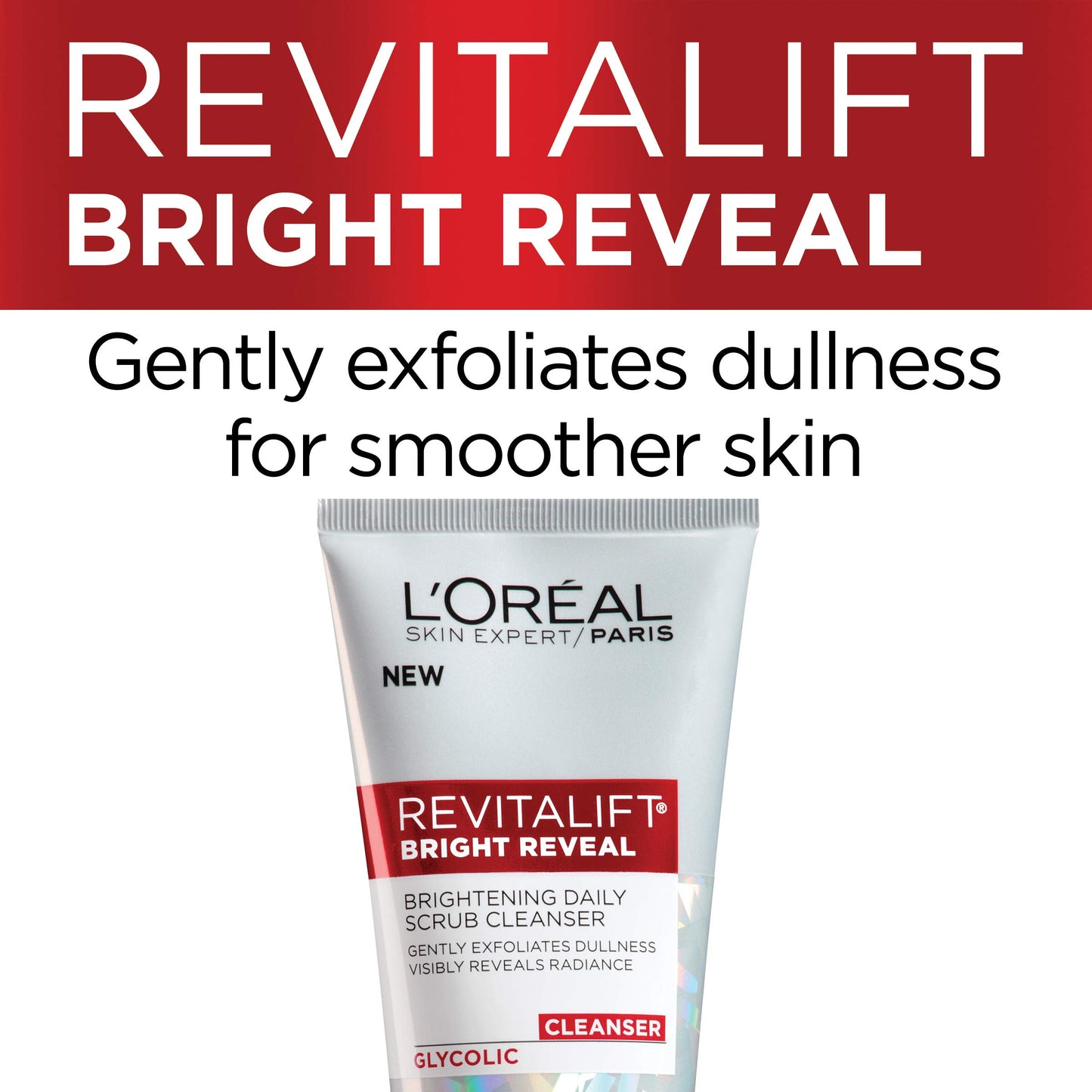 L'Oreal Paris Skincare Revitalift Bright Reveal Facial Cleanser with Glycolic Acid, Anti-Aging Daily Face Cleanser to Exfoliate Dullness and Brighten