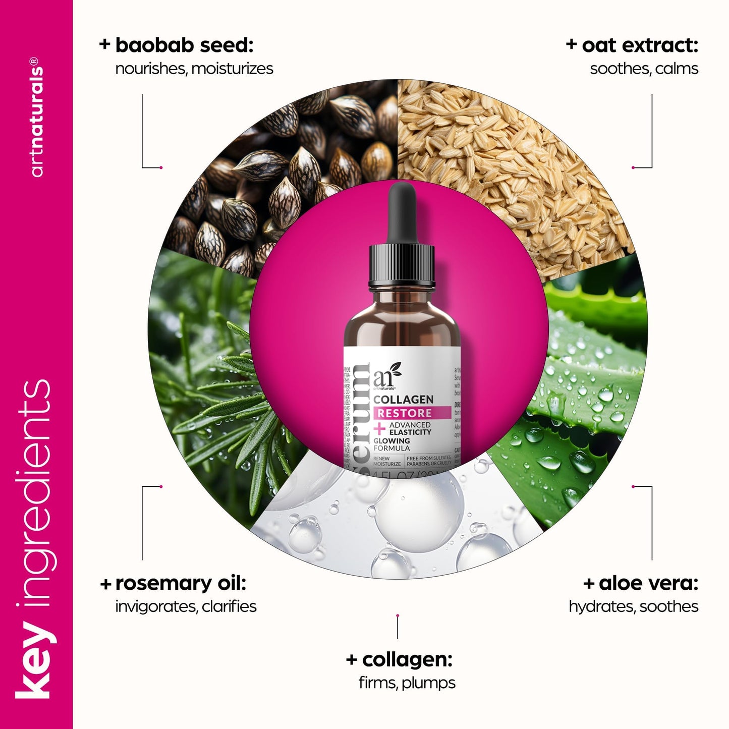 artnaturals Collagen Booster Serum for Face - Anti-Aging Reduces Wrinkles and Boosts Collagen - Heals and Repairs Skin - Improves Tone and Texture