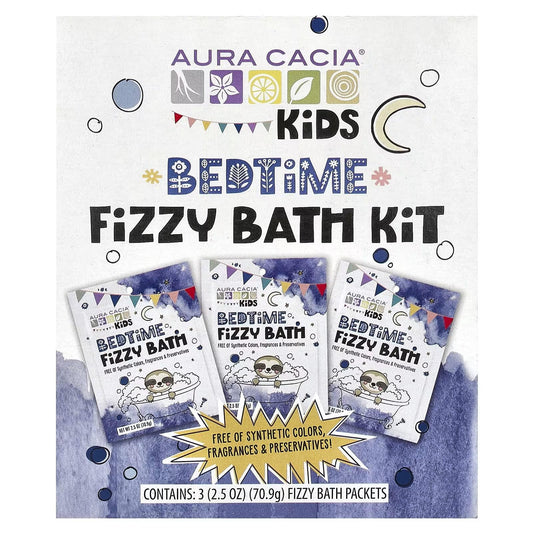 Aura Cacia Kids Bedtime Fizzy Bath Kit 3 x 2.5oz Packets - Fizzy, Foamy and Fun Bath Time!